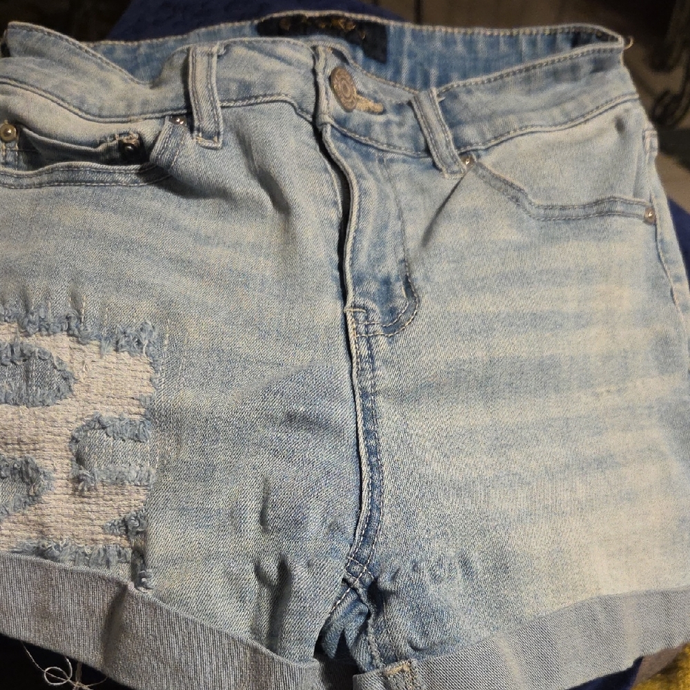 Indigo Rein Light Blue Distressed Denim Shorts